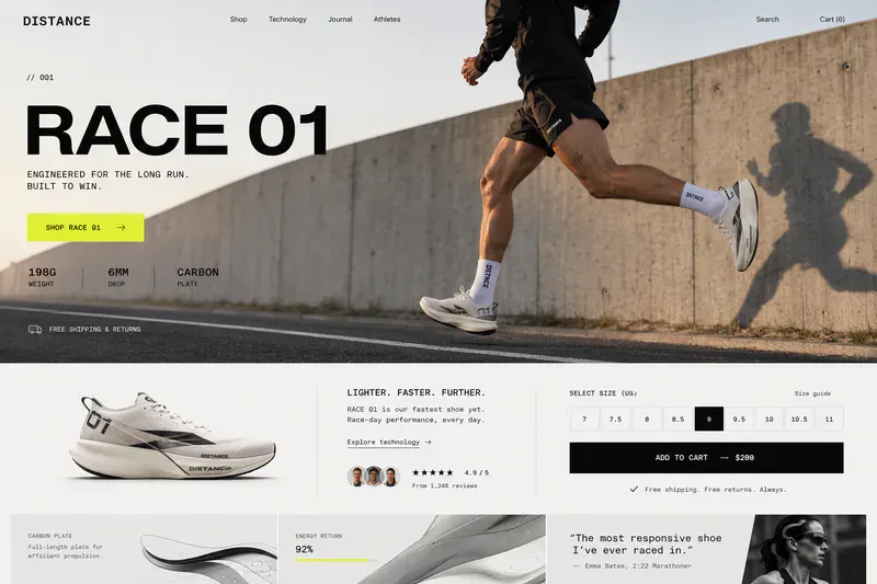 Distance storefront desktop homepage